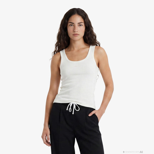 Calvin Klein Varigated Nano Logo Kadın Beyaz Kolsuz T-shirt
