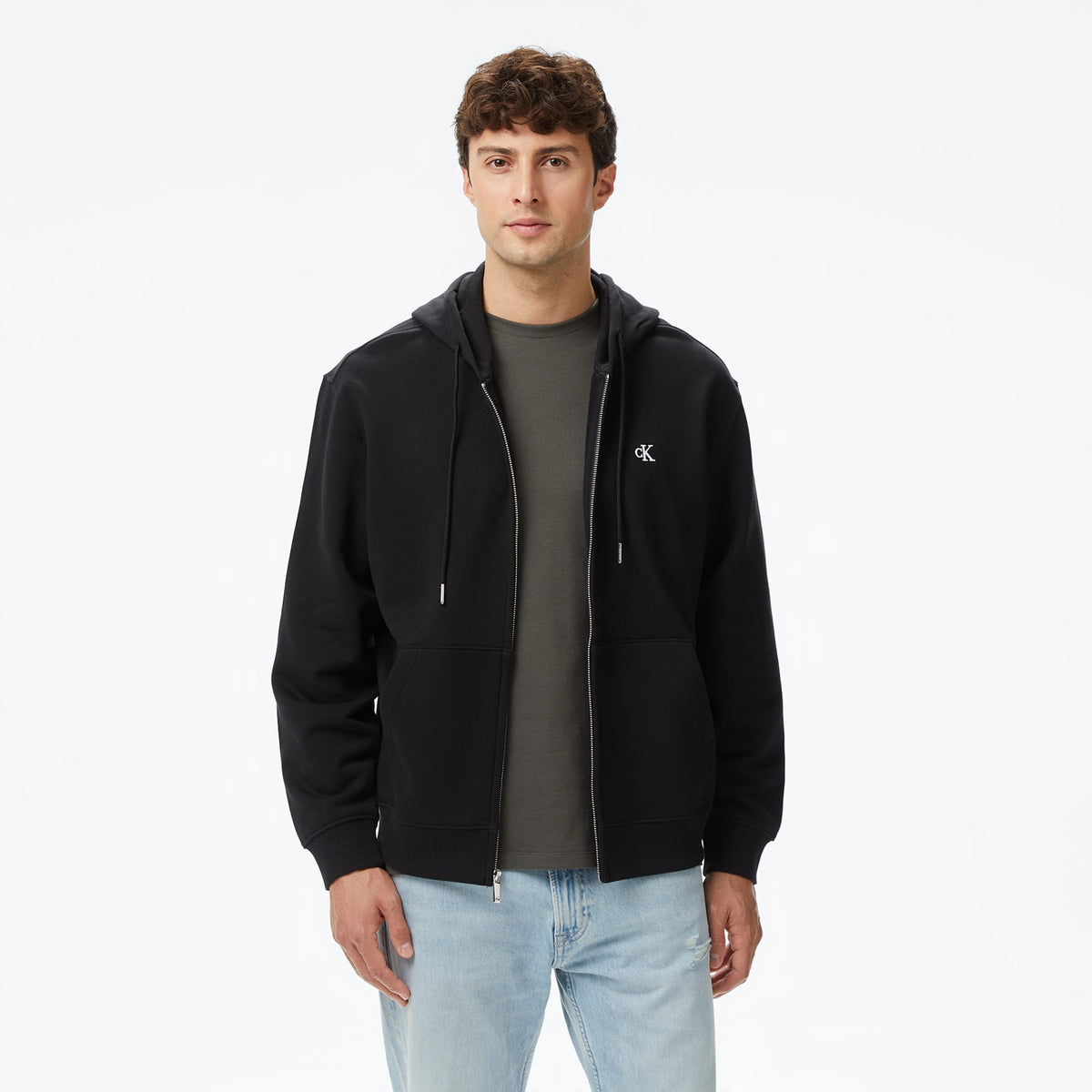 Calvin Klein Terry Monogram Erkek Siyah Hoodie