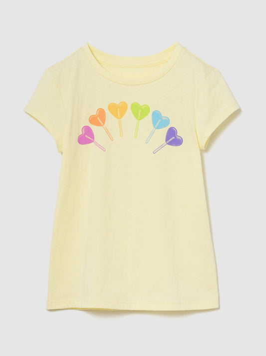 Sarı Grafik Baskılı T-shirt