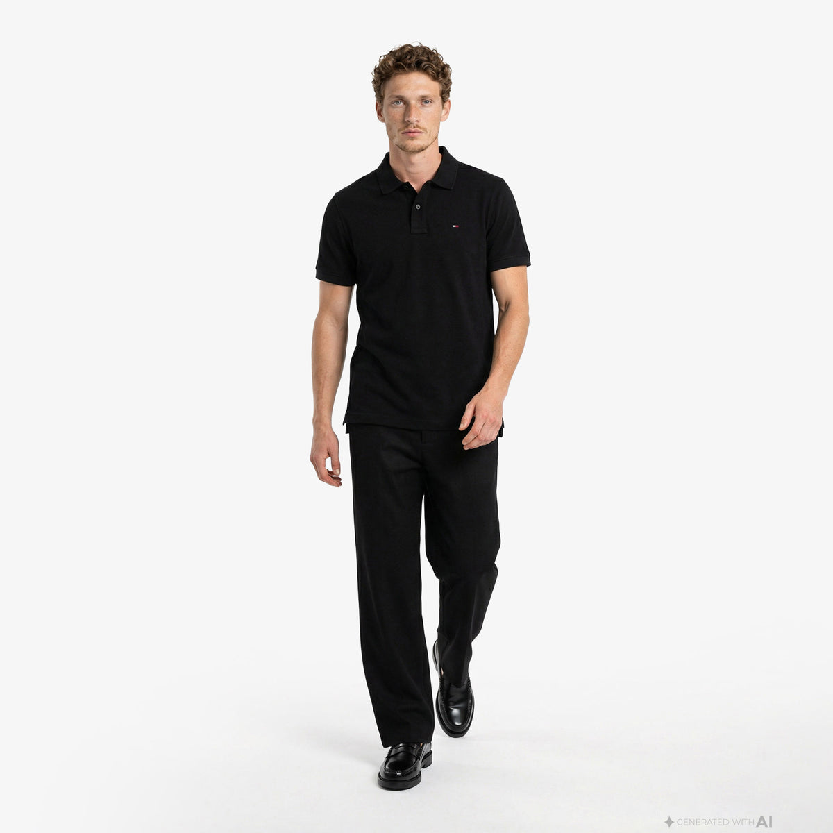 Tommy Hilfiger Classic Flag Erkek Siyah Polo Yaka T-shirt