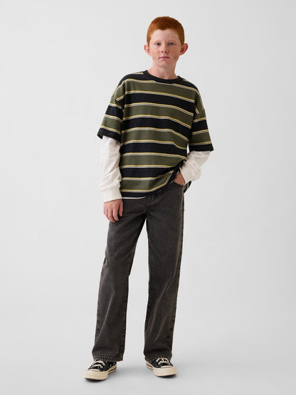 Siyah '90s Loose Jean Pantolon