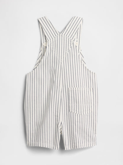 Mavi Seersucker Çizgili Short Tulum