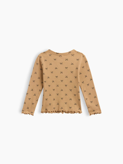 Kahverengi Fitilli Bisiklet Yaka T-shirt