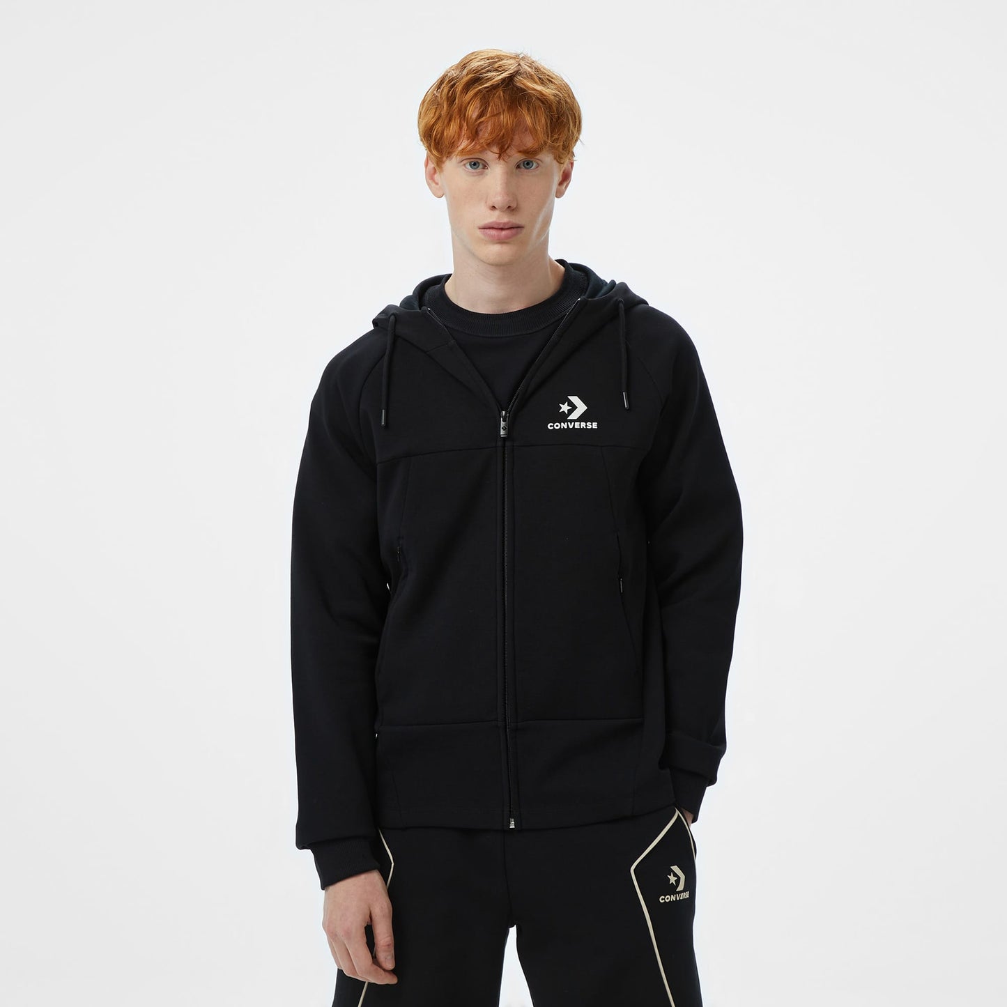 Converse Star Chevron Baskılı Regular Fit Erkek Siyah Swetashirt