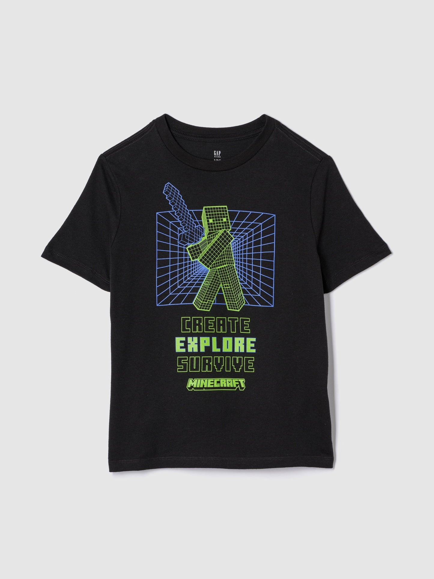Siyah Minecraft Grafikli T-shirt
