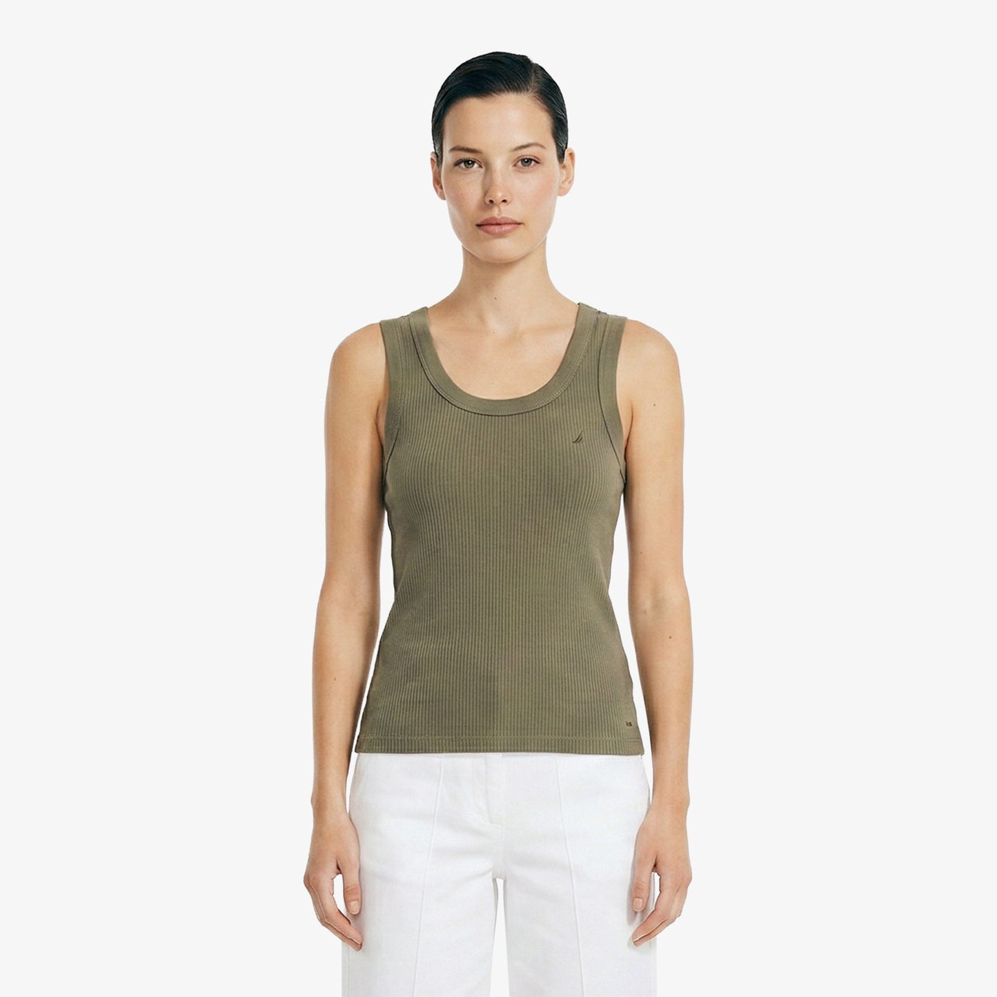 Nautica Kadın Yeşil Slim Fit Kolsuz T-shirt