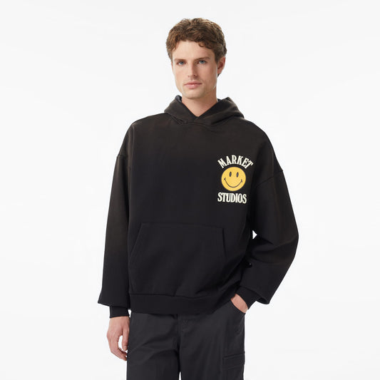 Market Smiley Upside Down Lockup Erkek Siyah Hoodie