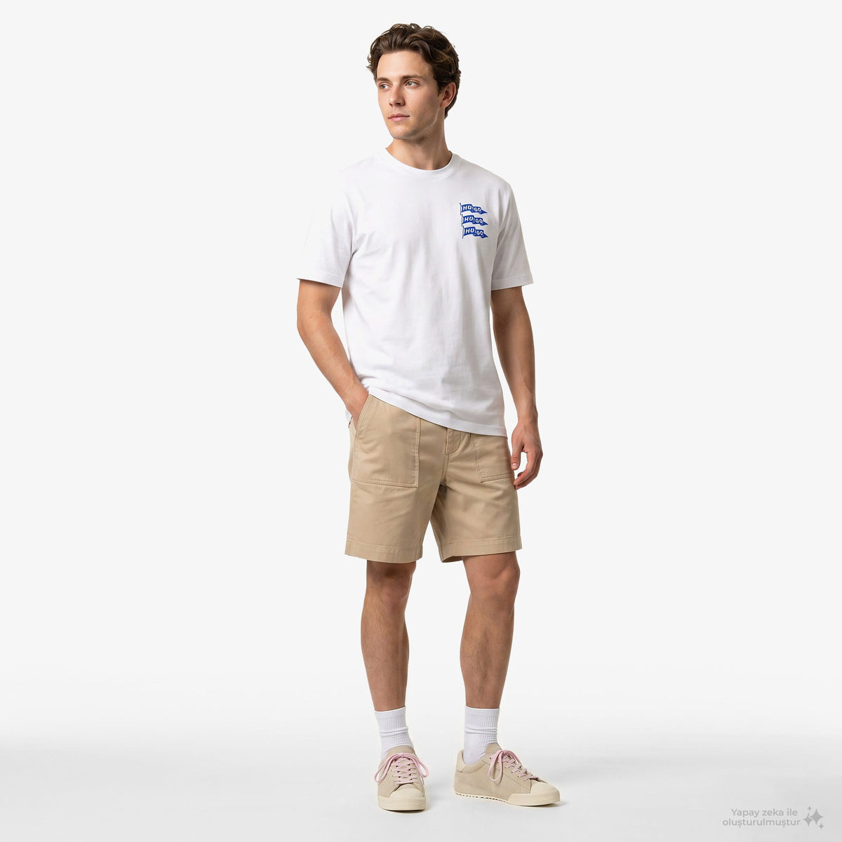 Hugo Nalien Erkek Beyaz T-shirt