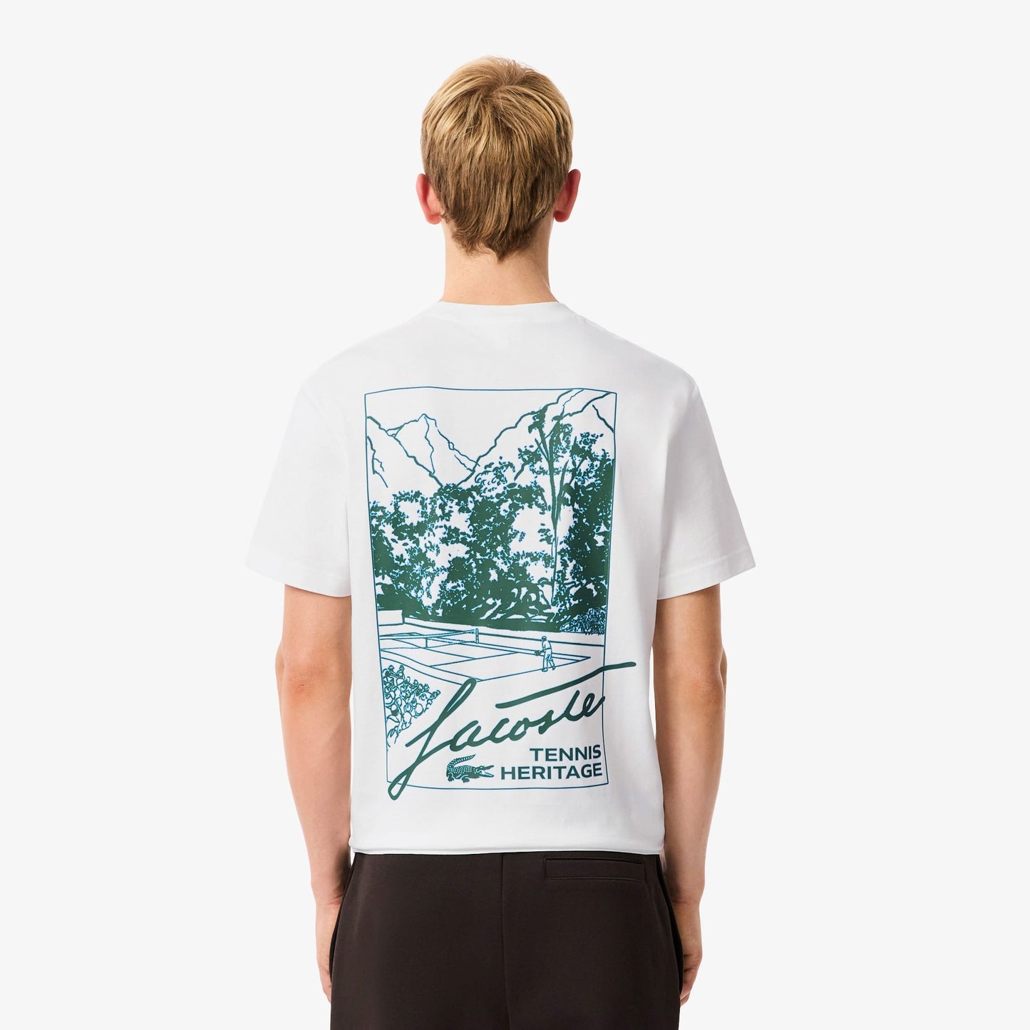 Lacoste Tennis Heritage Multi Print Erkek Beyaz T-shirt