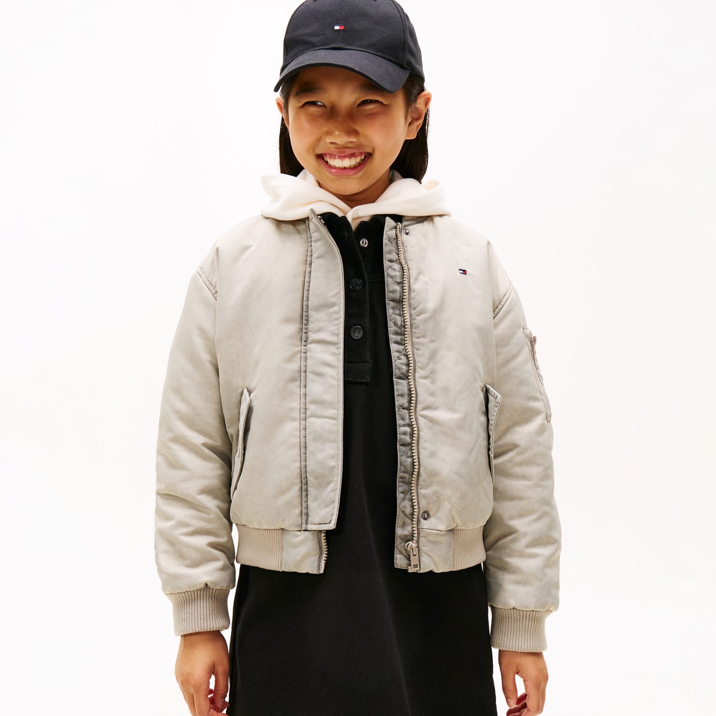 Tommy Hilfiger Washed Bomber Çocuk Bej Ceket