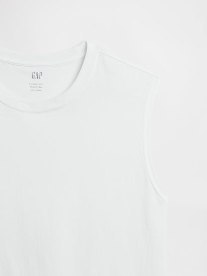 Beyaz Everyday Soft Relaxed Muscle Kolsuz T-shirt