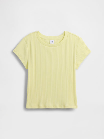 Sarı Variegated Fitilli T-shirt