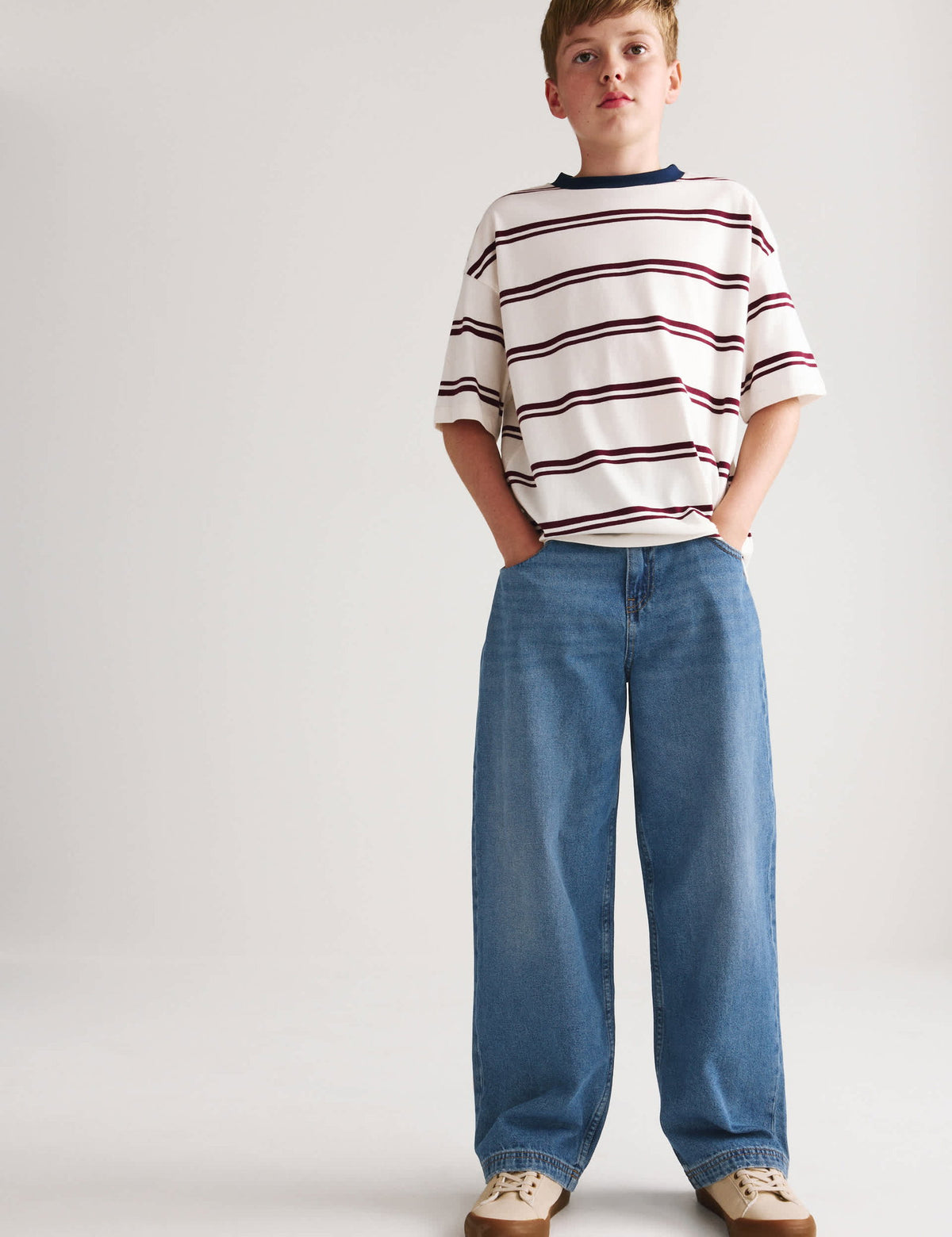 Saf Pamuklu Baggy Çocuk Jean Pantolon