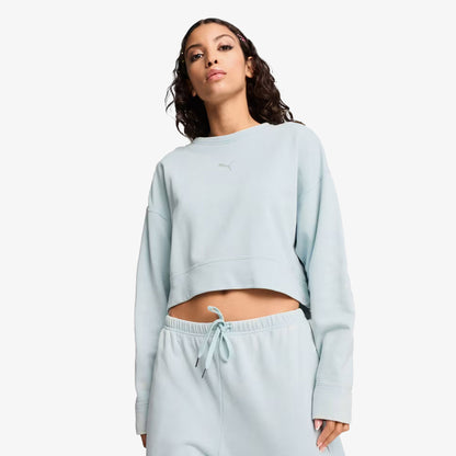 Puma Dare To Relaxed Washed Crew Kadın Mavi Sweatshirt