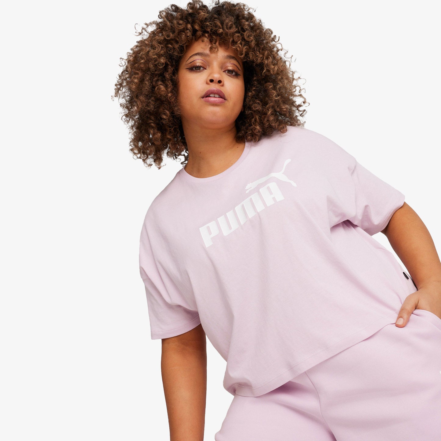 Puma Essentials Cropped Logo Kadın Pembe T-shirt