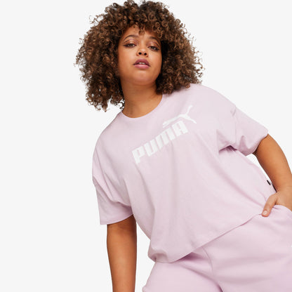Puma Essentials Cropped Logo Kadın Pembe T-shirt