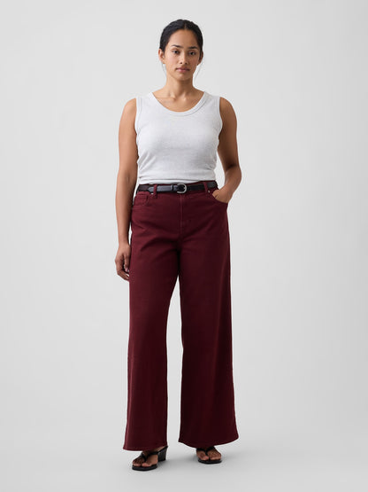 Bordo Mid Rise Wide-leg Jean Pantolon