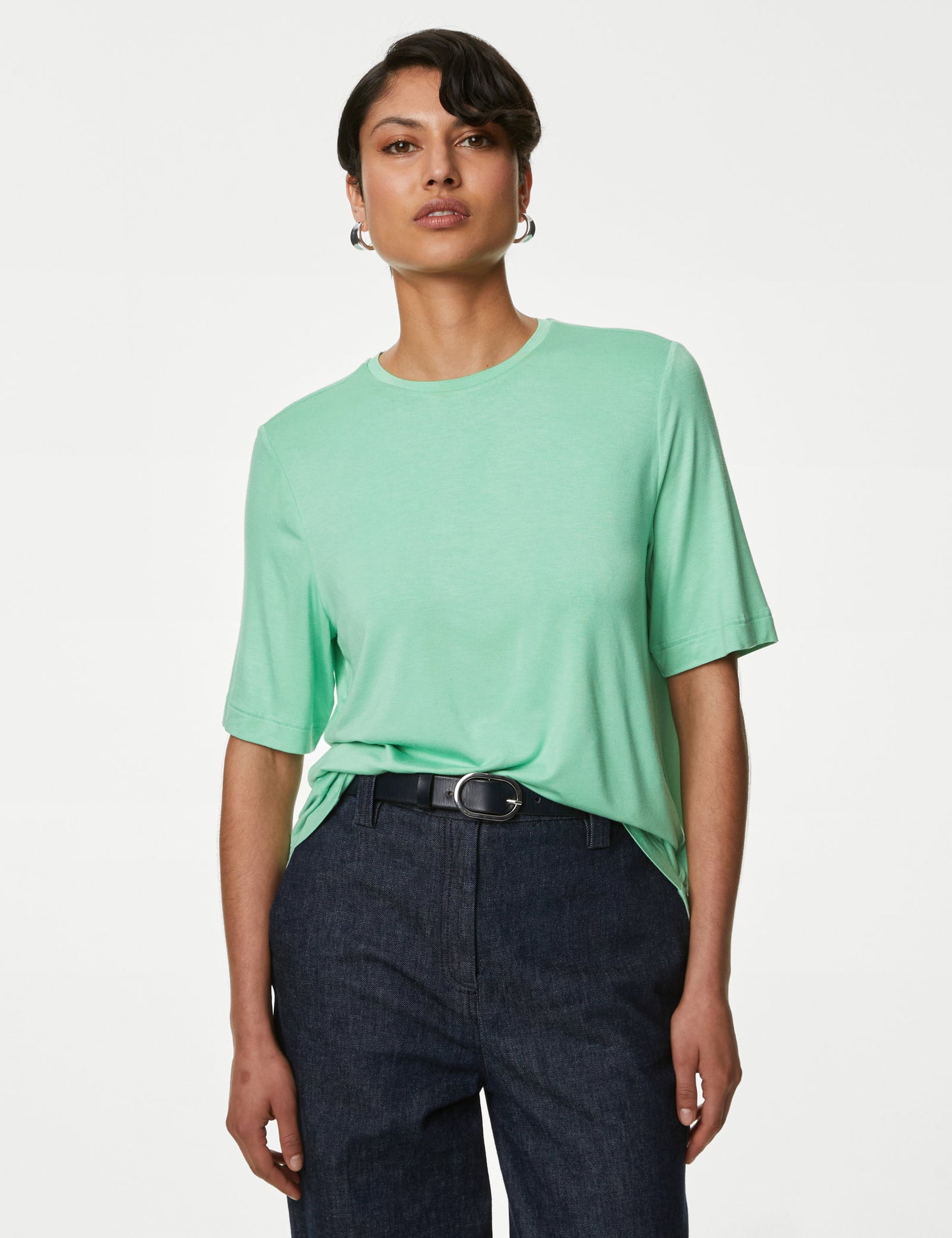 Relaxed Fit Kısa Kollu Örme T-shirt