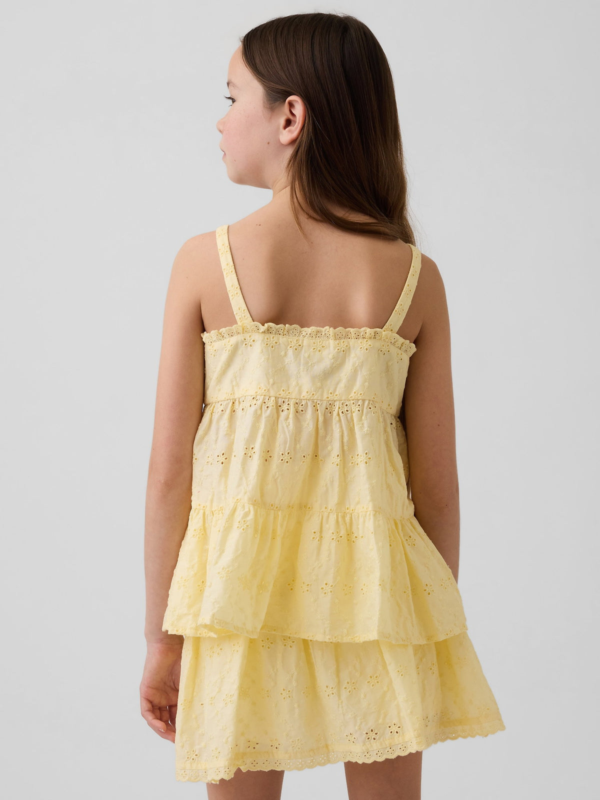 Sarı Tiered Eyelet Tank Bluz