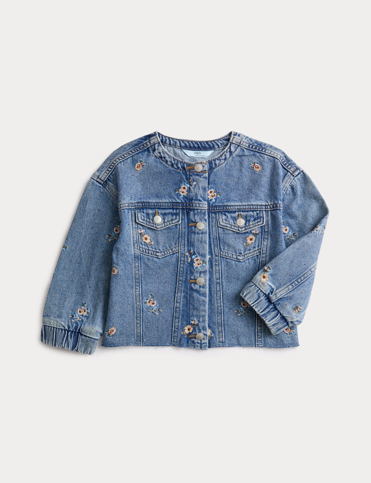Denim Çiçekli Ceket