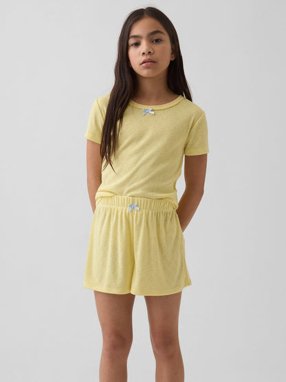 Sarı Recycled Pointelle Pijama Şort