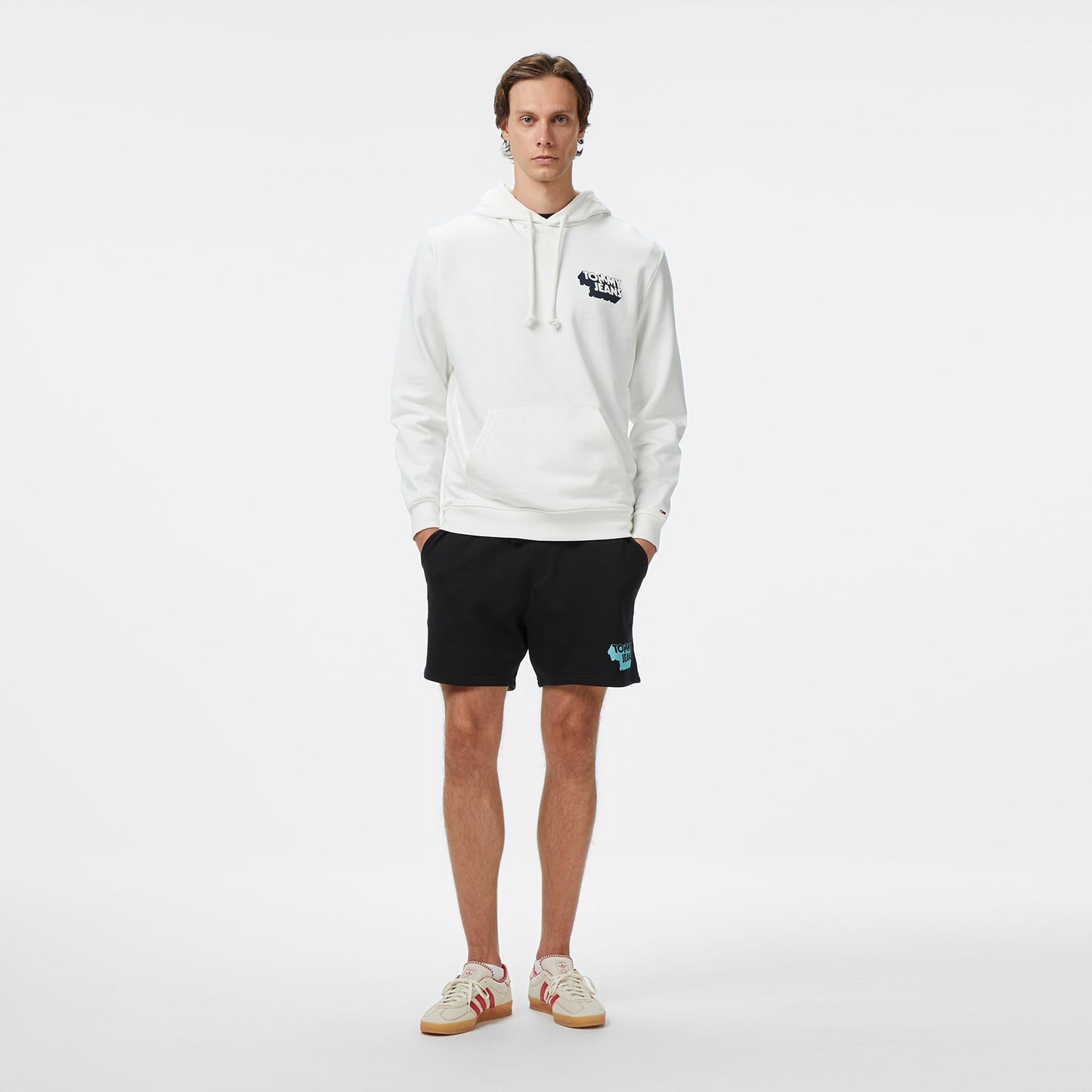 Tommy Jeans Stack Logo Erkek Beyaz Sweatshirt