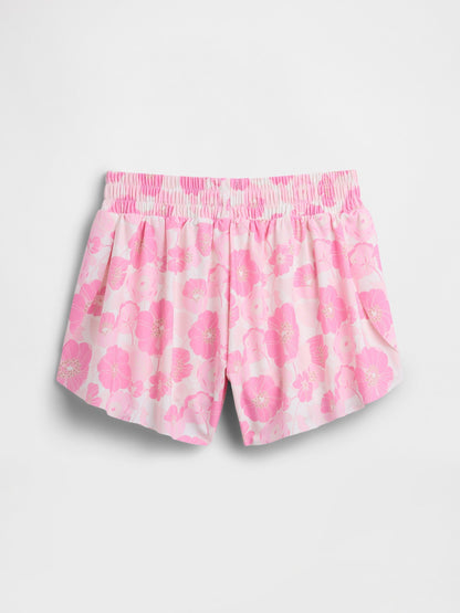 Pembe Pull-on Kelebek Baskılı Şort