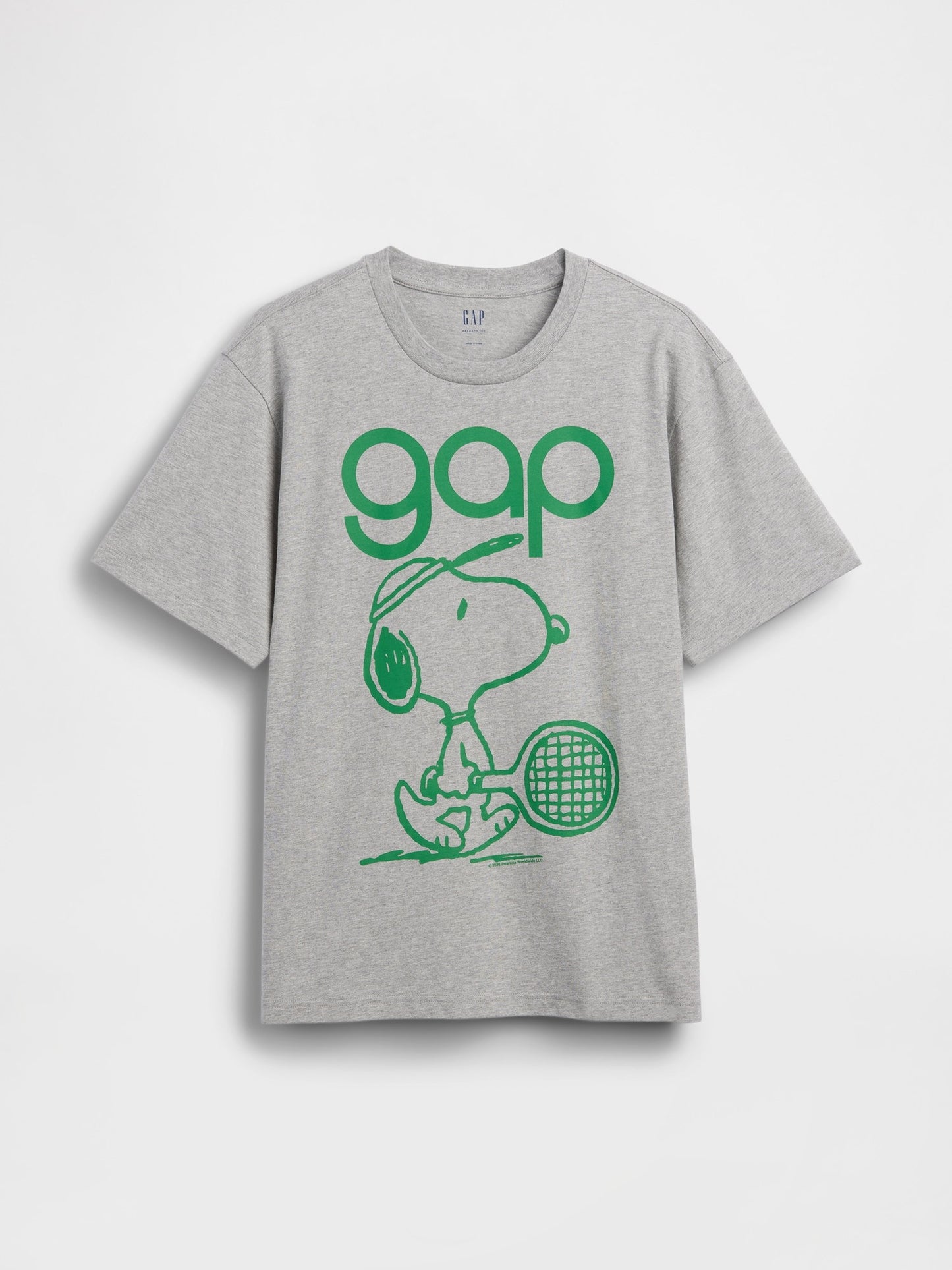 Gri Snoopy Logo Relaxed Grafik Baskılı T-shirt
