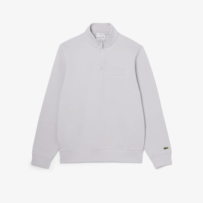 Lacoste Unisex Classic Fit Yarım Fermuarlı Gri Sweatshirt