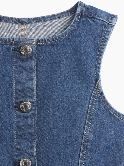 Koyu Mavi Kids Denim Elbise