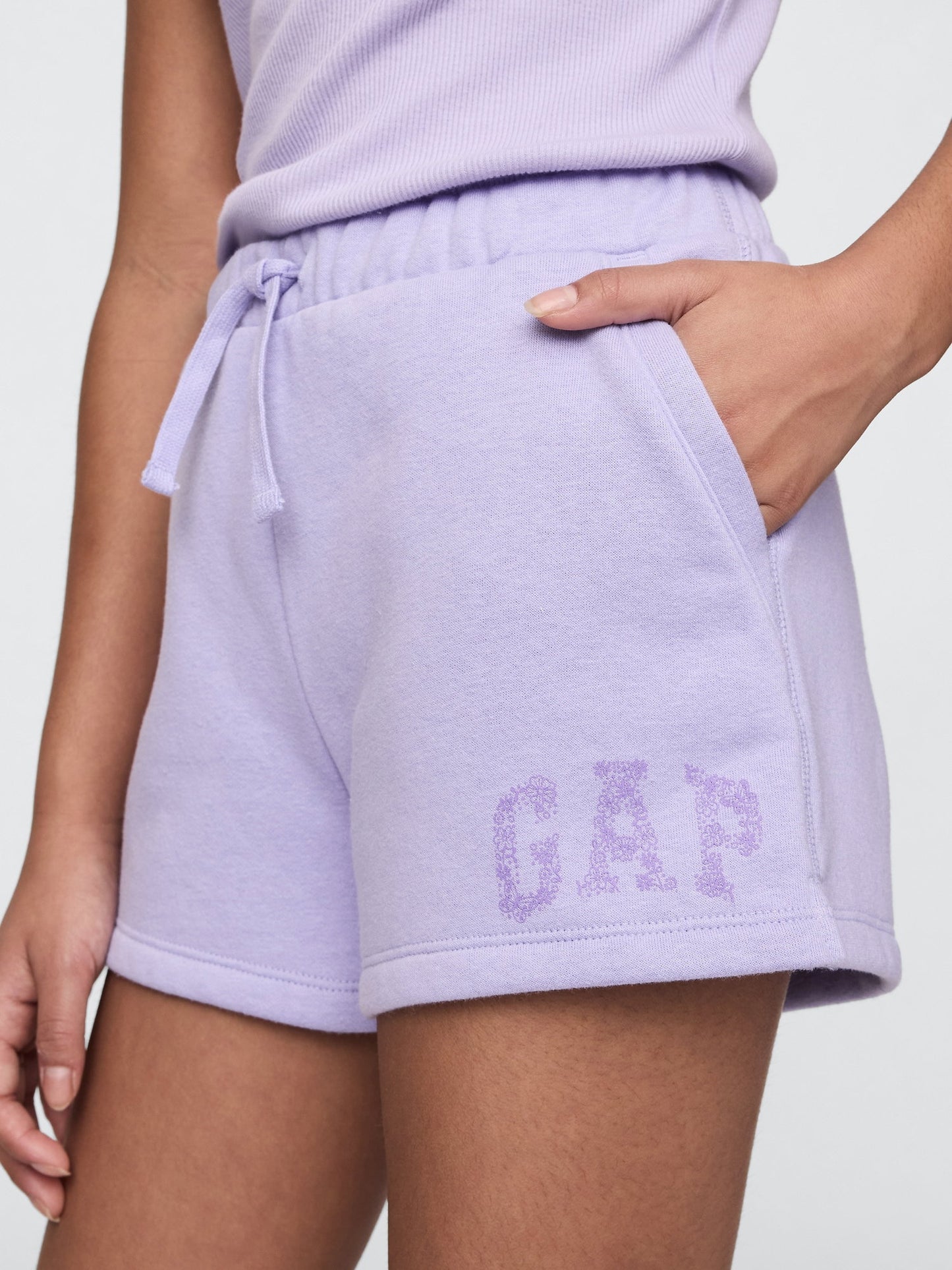 Lila Gap Logo Fransız Havlu Kumaş Pull-on Şort
