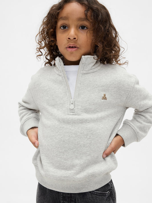 Gri Vintagesoft Yarım Fermuarlı Sweatshirt