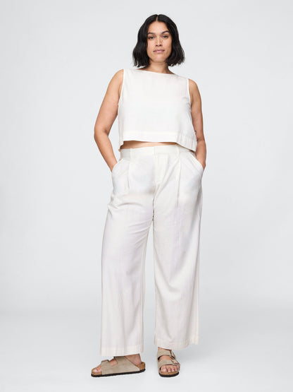 Beyaz 365 Low Rise Keten Karışımlı Pantolon
