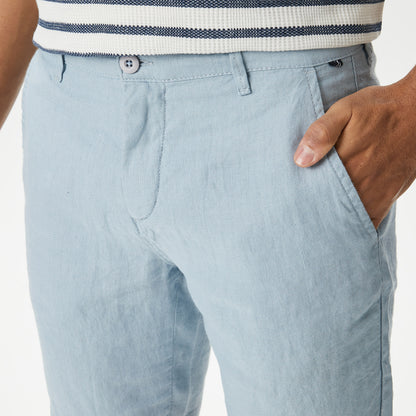 Nautica Erkek Mavi Slim Fit Keten Şort