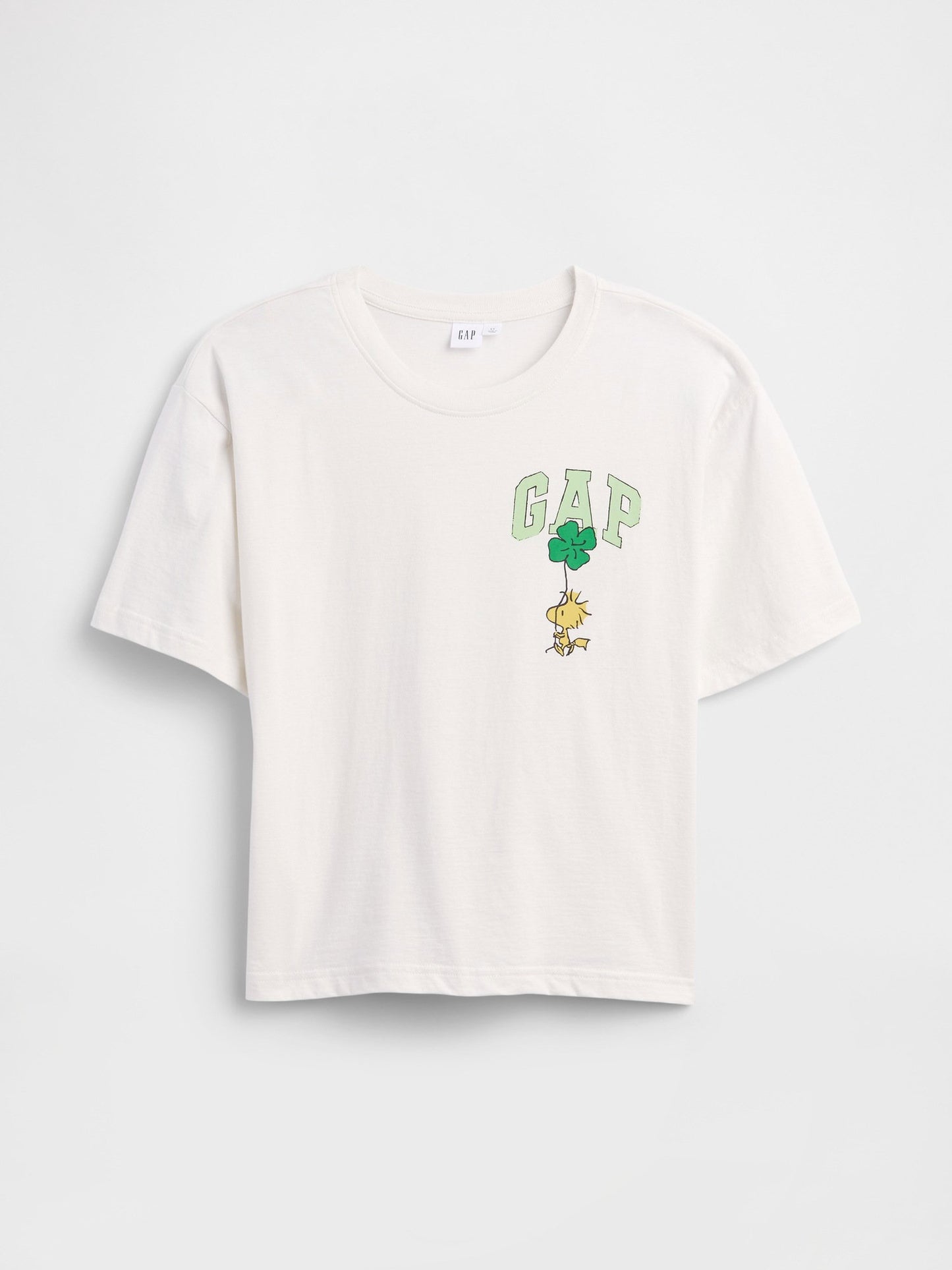 Beyaz Peanuts Oversized Bisiklet Yaka T-shirt