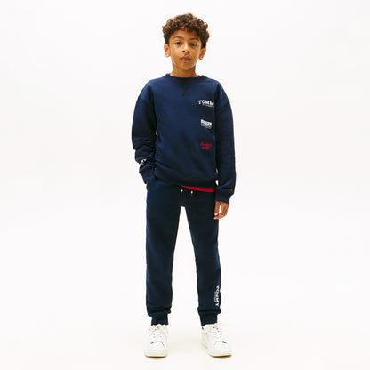 Tommy Hilfiger Monotype Print Graphic Çocuk Mavi Eşofman Altı