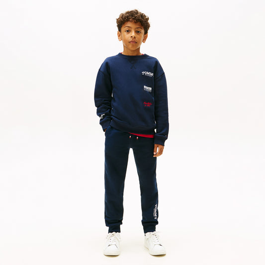 Tommy Hilfiger Monotype Print Graphic Çocuk Mavi Eşofman Altı