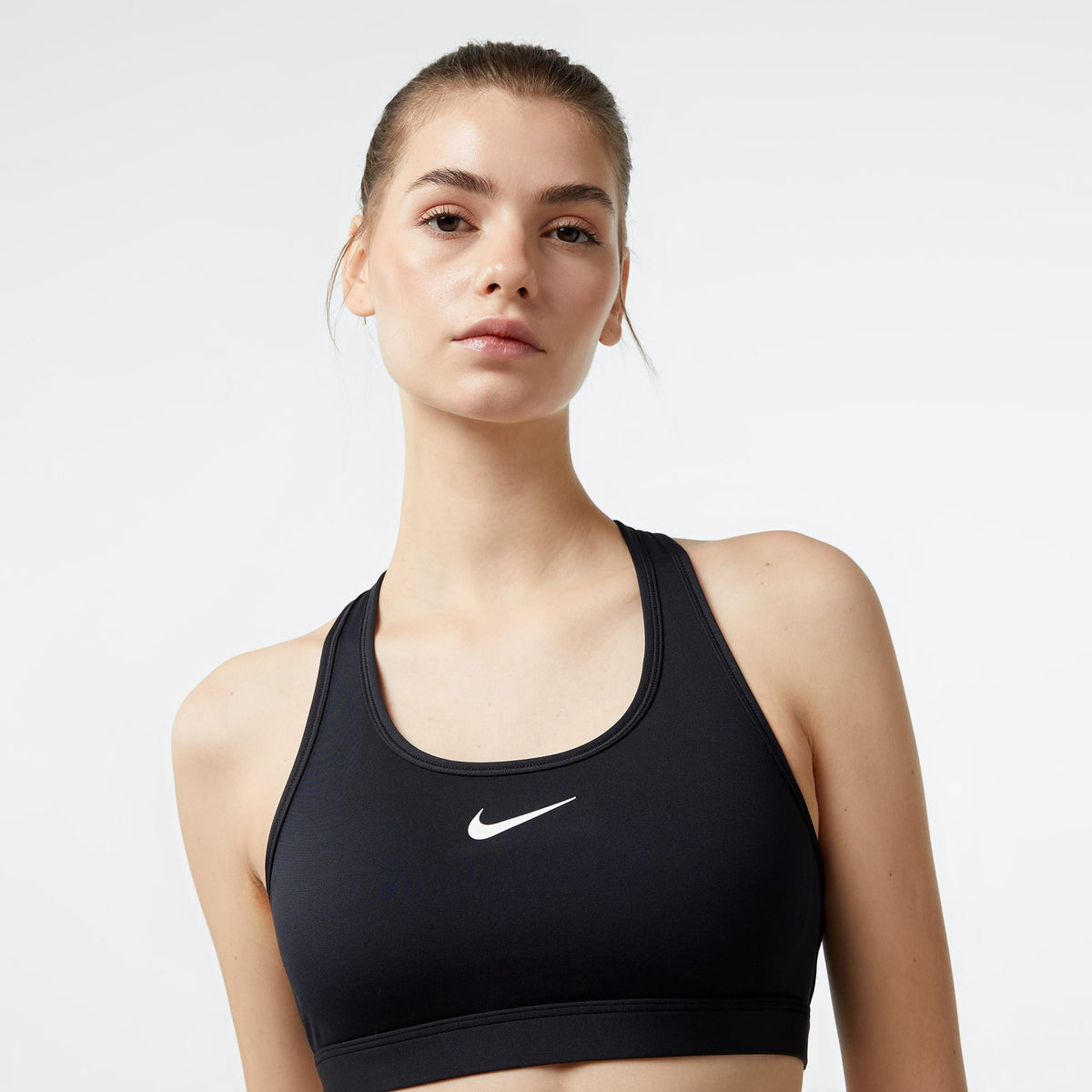 Nike Swoosh Medium Support Kadın Siyah Antrenman Bra