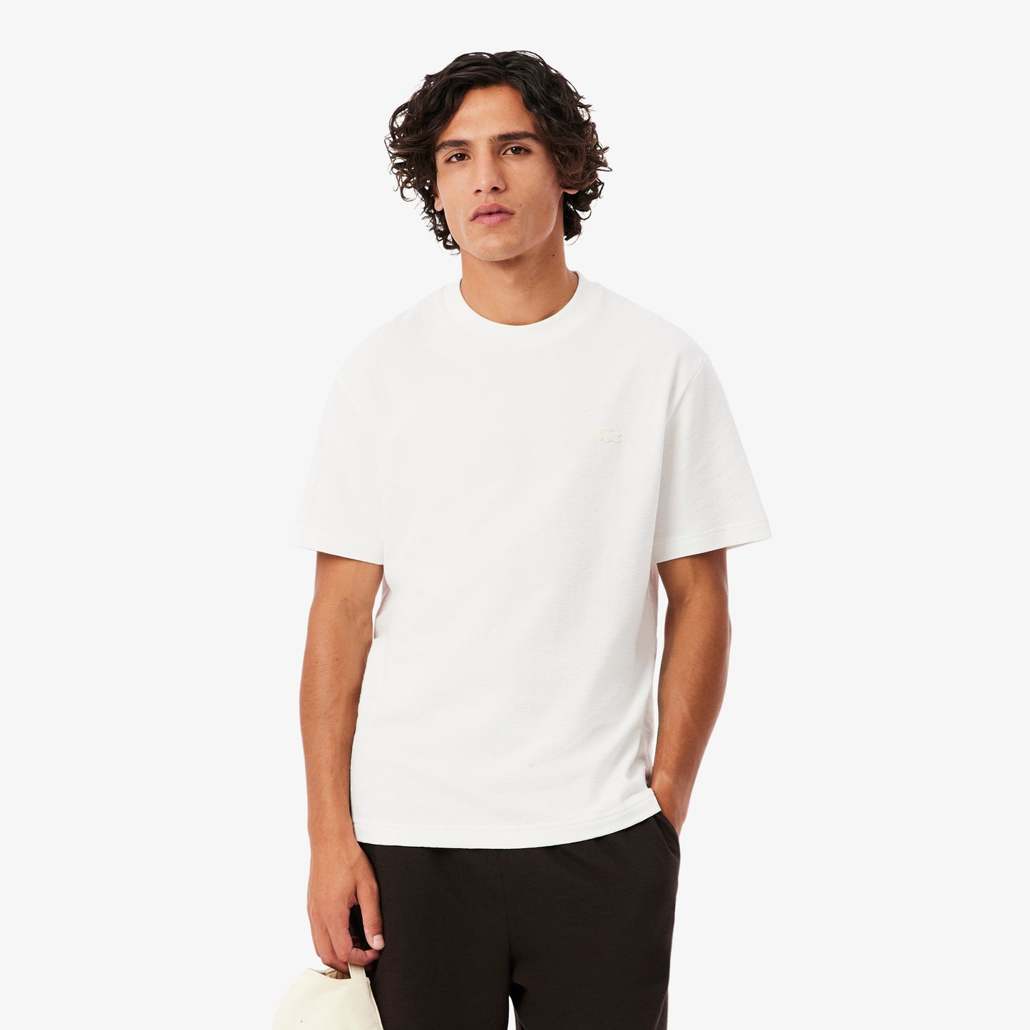 Lacoste Erkek Classic Fit Bisiklet Yaka Beyaz T-shirt