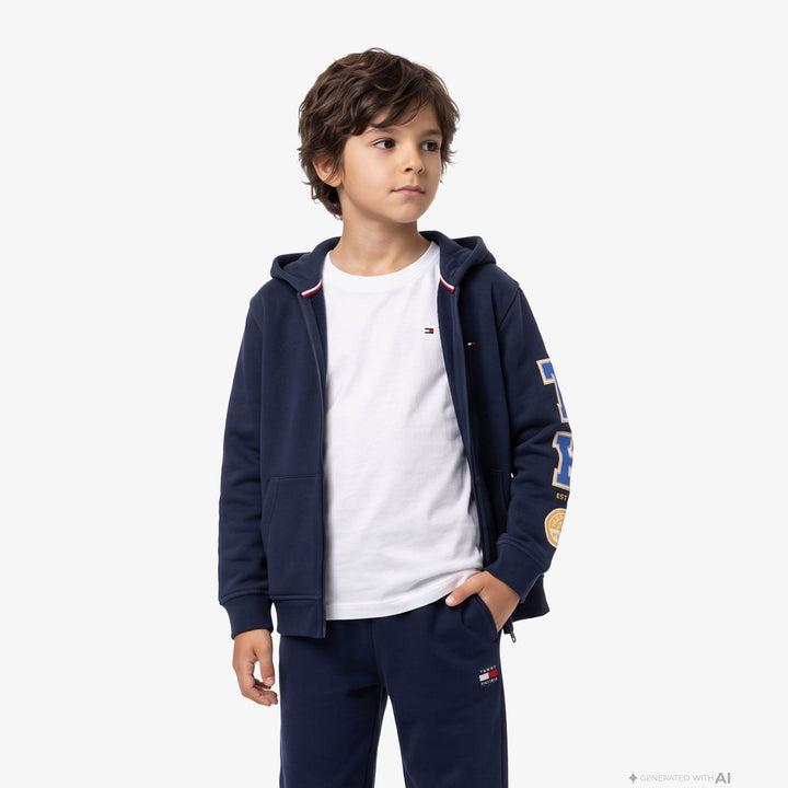 Tommy Hilfiger Brand Love Full Zip Çocuk Lacivert Sweatshirt