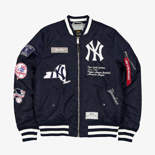 New Era X Alpha Industries New York Yankees Erkek Lacivert Bomber Ceket