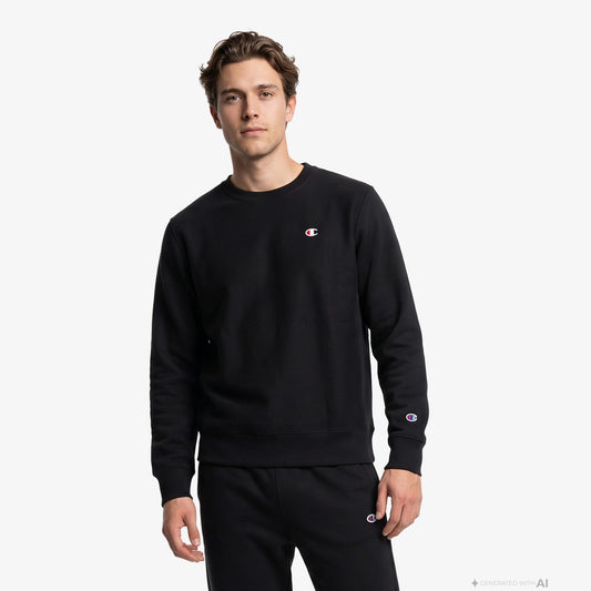 Champion Crewneck Erkek Siyah Sweatshirt