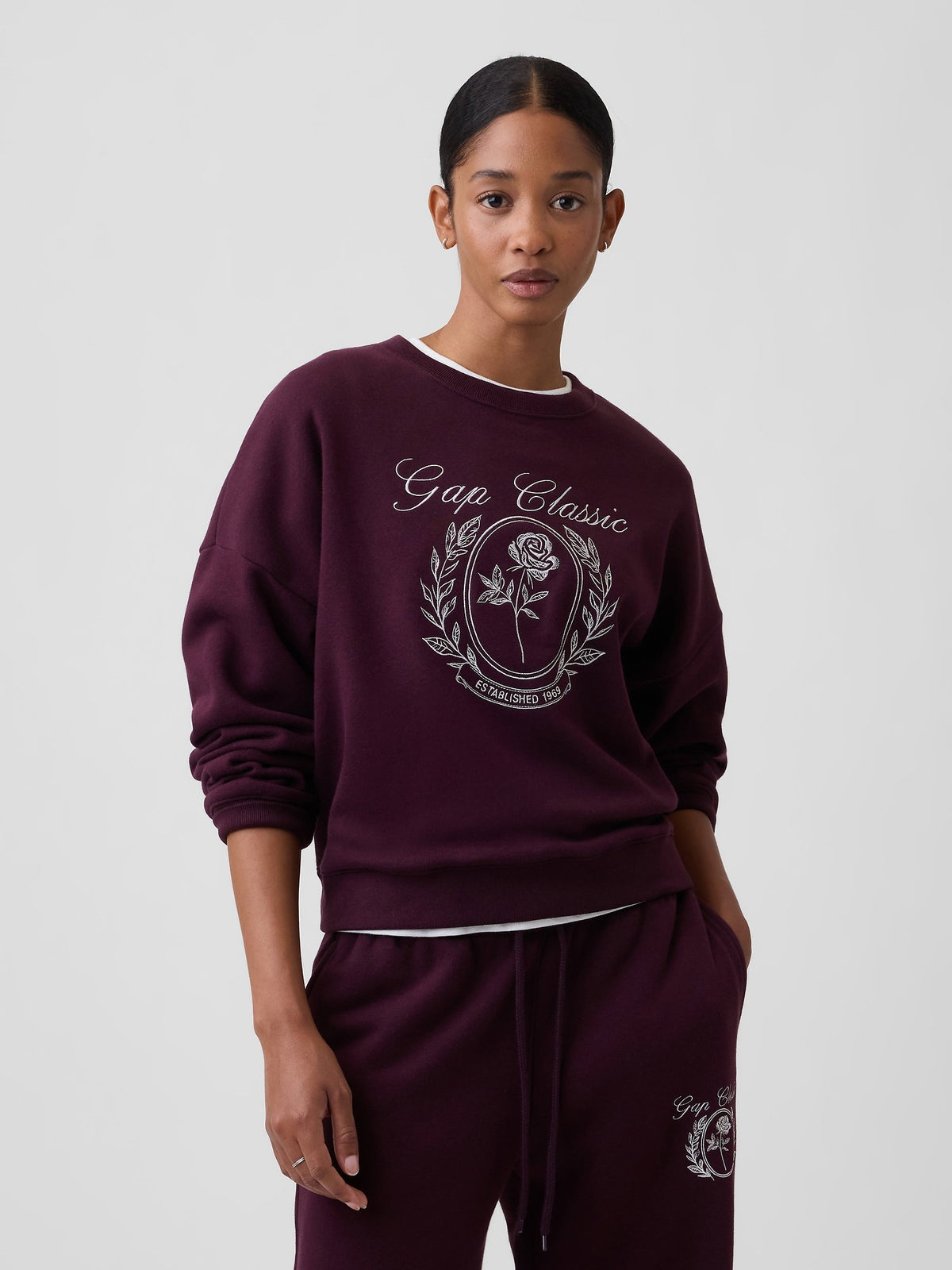 Lacivert Relaxed Wedge Bisiklet Yaka Sweatshirt