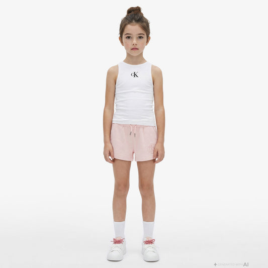 Calvin Klein Logo Knit Çocuk Pembe Şort