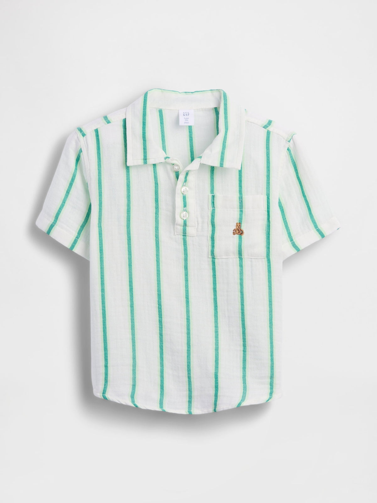 Mavi Pamuk Gauze Baskılı Polo T-shirt