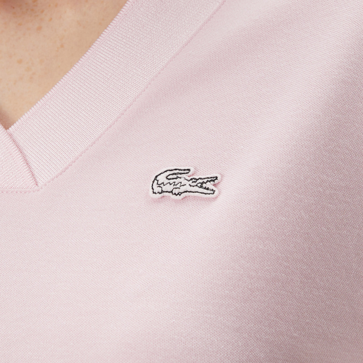 Lacoste Kadın Slim Fit V Yaka Açık Pembe T-shirt