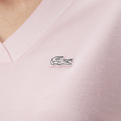 Lacoste Kadın Slim Fit V Yaka Açık Pembe T-shirt