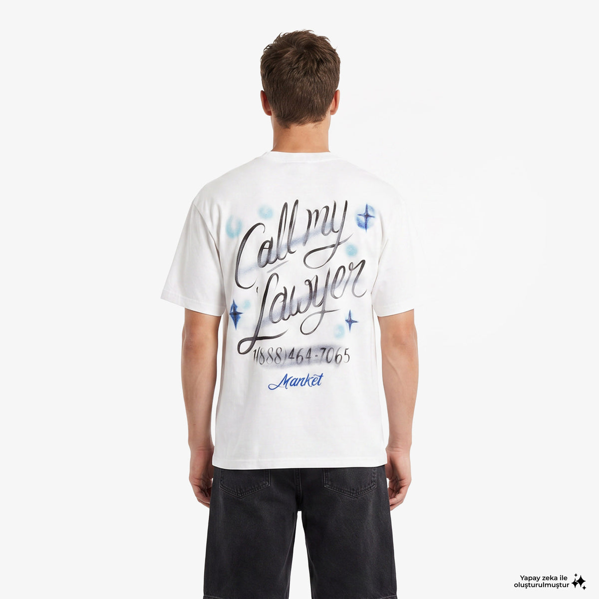 Market Airbrush Call My Lawyer Erkek Beyaz T-shirt