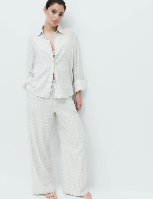 Ekose Desenli Pamuklu Pijama Takımı
