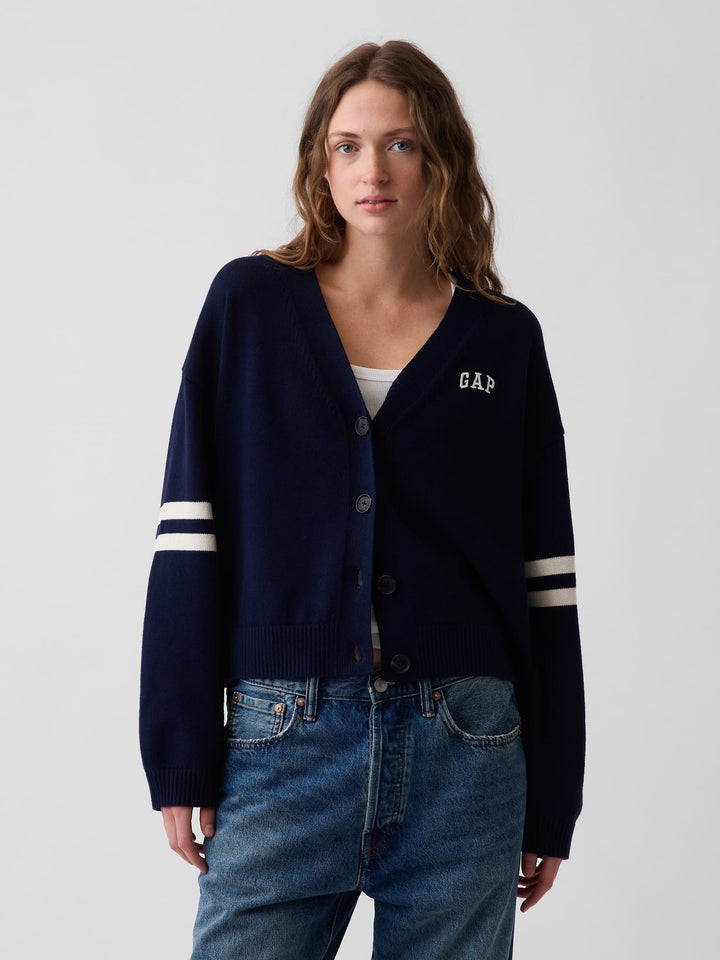 Lacivert 100% Pamuk Oversized Gap Logo Triko Hırka